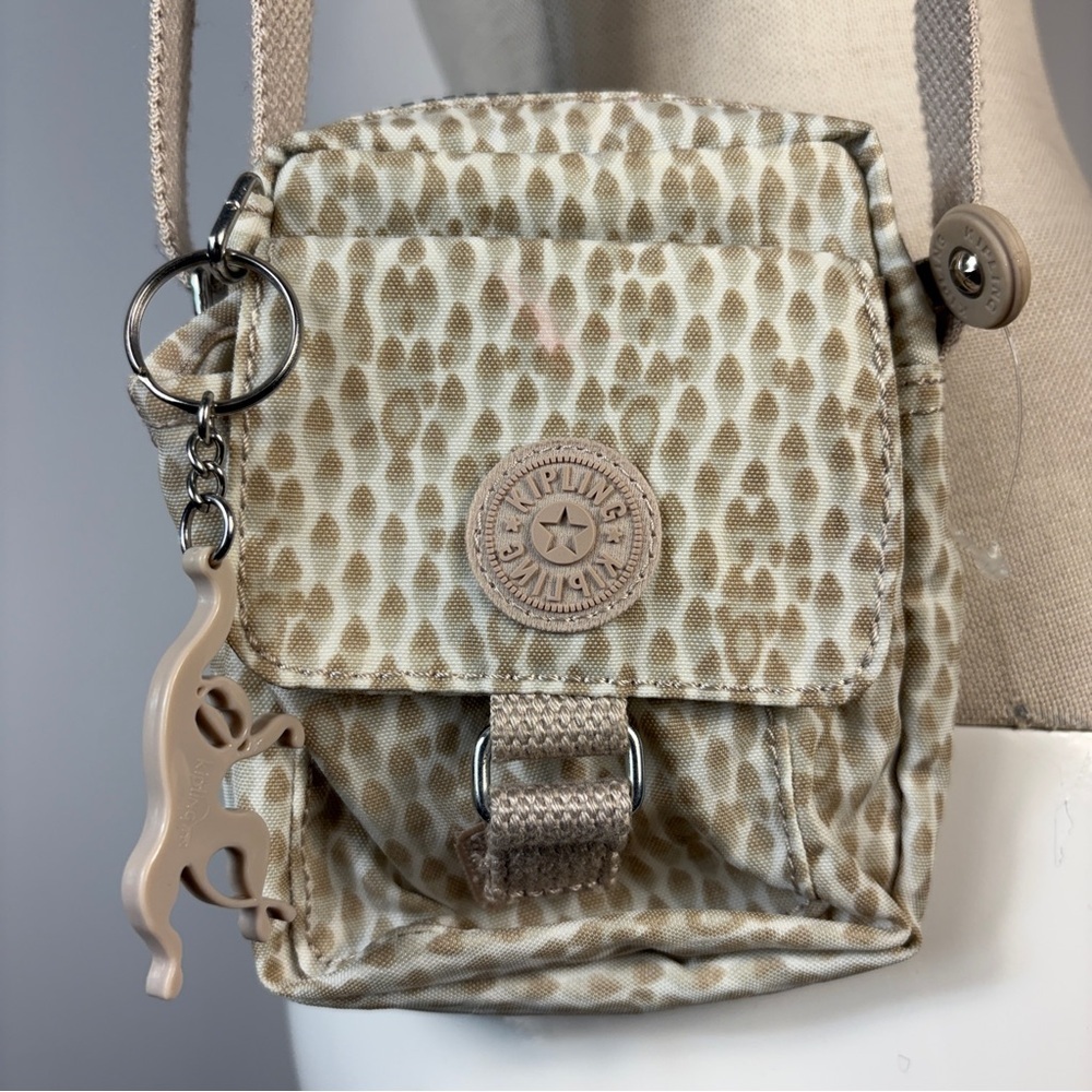 Kipling Danita Small Crossbody Bag Beige Animal Print Like New